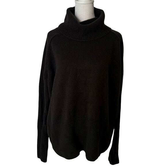 Athleta dark brown wool/cashmere knit turtleneck sweater size M - Picture 1 of 15